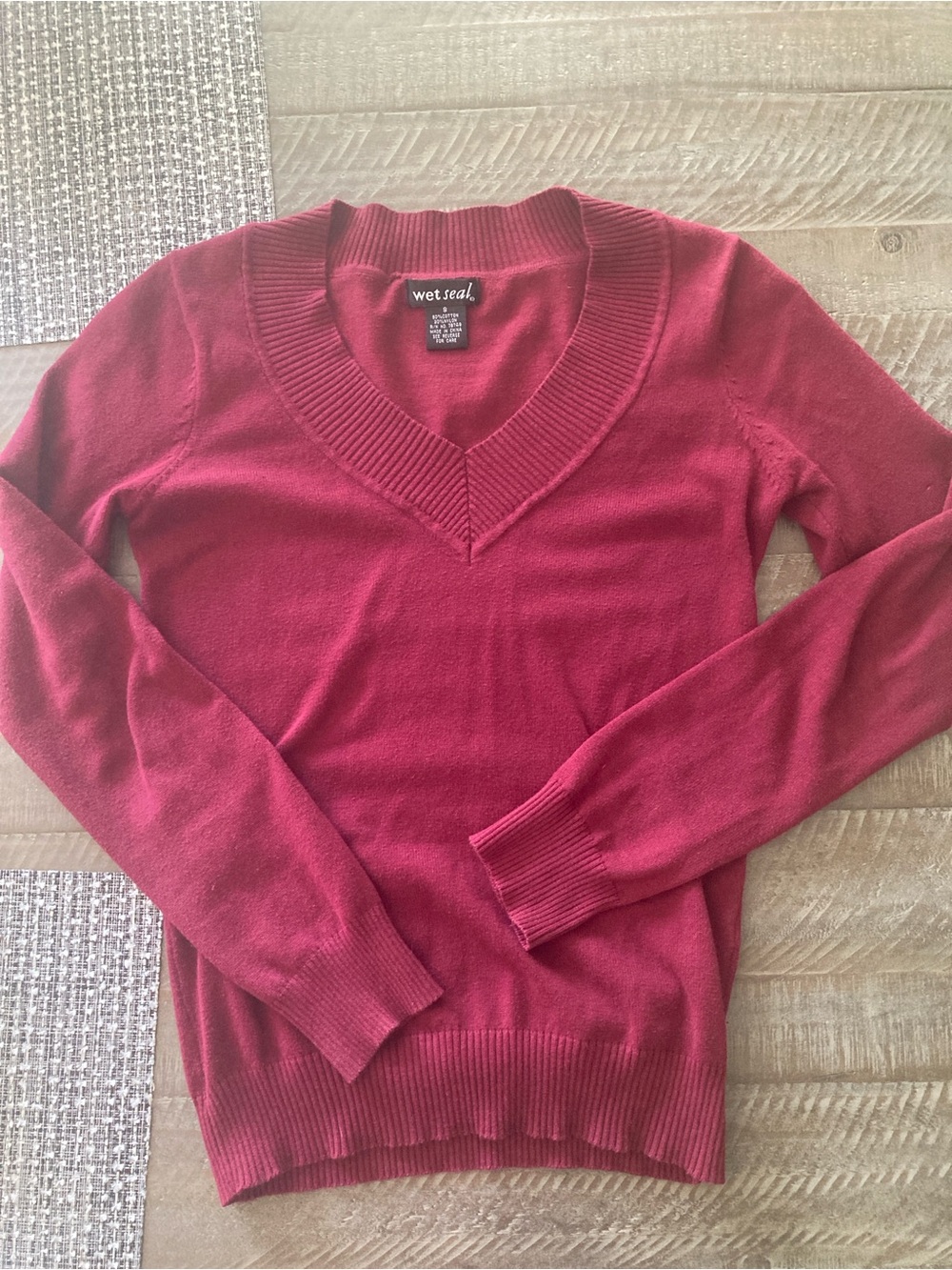 Burgundy Wet Seal Long Sleeve Sweater Top